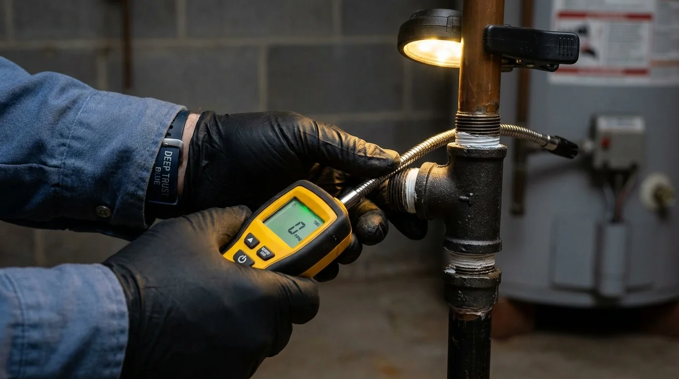 Gas leak detection with electronic sniffer by Johns Plumbing LLC in Orange